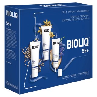 BIOLIQ 55+ zestaw krem intensywnie liftingujący do skóry oczu ust szyi i dekoltu 30ml + krem na dzień 50ml + krem na noc 50ml (P