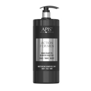 APIS Action For Men nawilżający żel do mycia ciała 3w1 1000ml (P1)