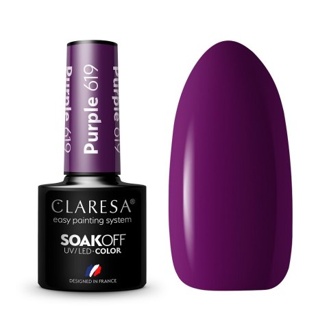 Claresa Soak Off UV/LED Purple lakier hybrydowy 619 5g (P1)