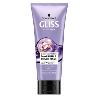 Gliss Blonde Hair Perfector 2-in-1 Purple Repair Mask maska do naturalnych farbowanych lub rozjaśnianych blond włosów 200ml (P1)