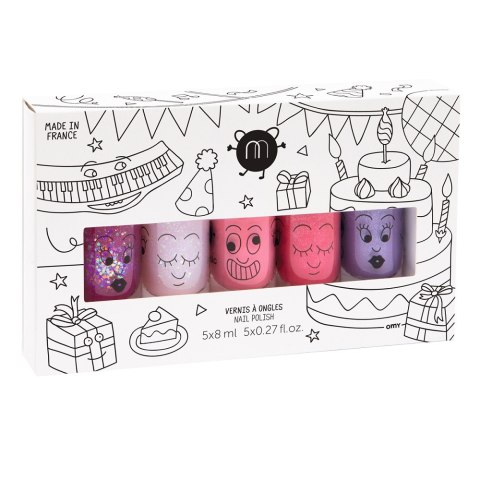 Nailmatic Kids Party zestaw lakierów do paznokci Sheepy 8ml + Polly 8ml + Cookie 8ml + Kitty 8ml + Piglou 8ml (P1)