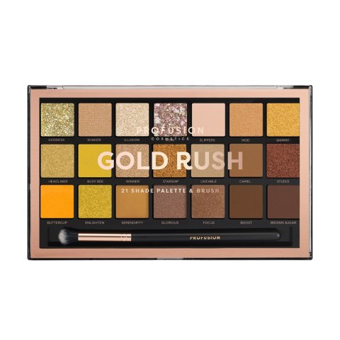 Profusion Gold Rush Eyeshadow Palette paleta 21 cieni do powiek z pędzelkiem (P1)