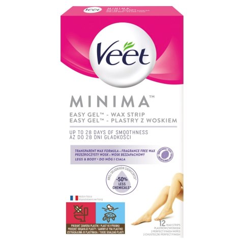 Veet Minima Easy-Gel plastry z woskiem do nóg i ciała 12szt (P1)