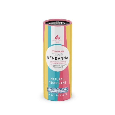 BenAnna Natural Soda Deodorant naturalny dezodorant na bazie sody sztyft kartonowy Coco Mania 40g (P1)