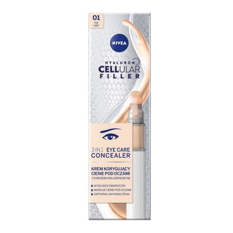 Nivea Hyaluron Cellular Filler 3In1 Eye Care Concealer krem korygujący cienie pod oczami 01 Light 4ml (P1)