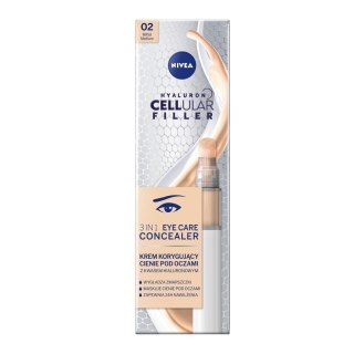 Nivea Hyaluron Cellular Filler 3In1 Eye Care Concealer krem korygujący cienie pod oczami 02 Medium 4ml (P1)