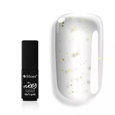 Silcare Flexy She's Gold Top Coat preparat nawierzchniowy z drobinkami w kolorze złota 4.5g (P1)