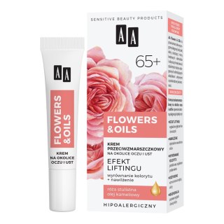 AA FlowersOils 65+ Efekt Liftingu krem przeciwzmarszczkowy na okolice oczu i ust 15ml (P1)