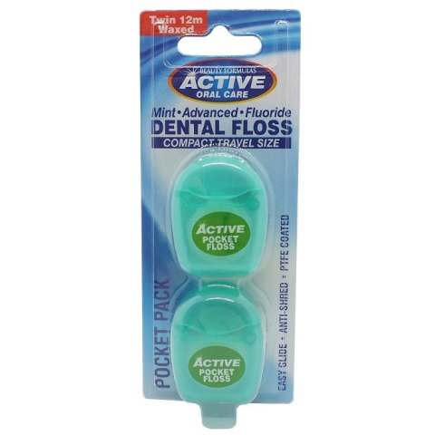 Active Oral Care Mint Dental Floss nić dentystyczna miętowa woskowana z fluorem 2x12 metrów (P1)