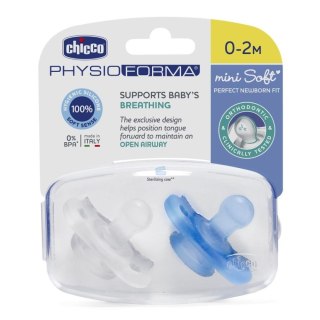 Chicco PhysioForma smoczek silikonowy uspokajający Mini Soft 0-2m Boy 2szt (P1)