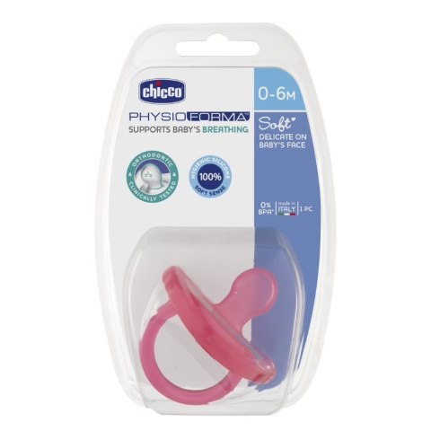 Chicco PhysioForma smoczek silikonowy uspokajający Soft 0-6m Jasnoróżowy 1szt (P1)