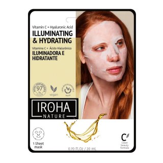 IROHA nature Illuminating Hydrating Tissue Face Mask rozświetlająco-nawilżająca maska w płachcie z witaminą C i kwasem hialuron