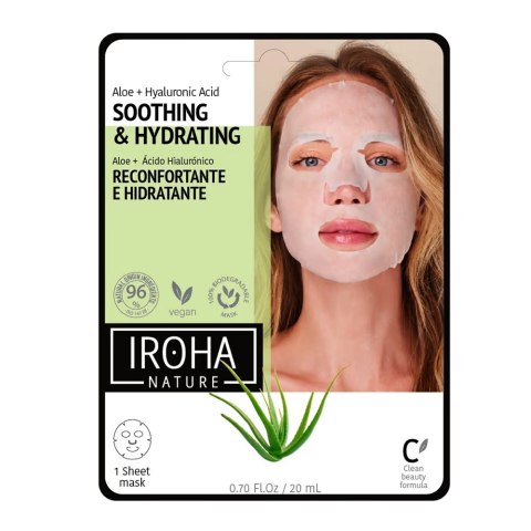 IROHA nature Soothing Hydrating Tissue Face Mask nawilżająca maska w płachcie z aloesem i kwasem hialuronowym 20ml (P1)