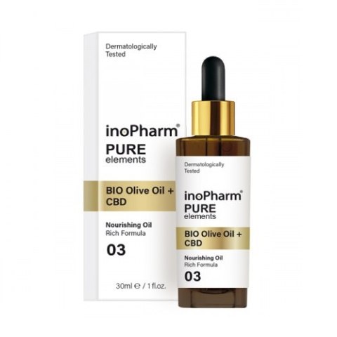 InoPharm Pure Elements BIO Olive Oil + CBD serum do twarzy i szyi z kannabidiolem i oliwką 30ml (P1)