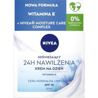 Nivea 24H Nawilżenia odświeżający krem na dzień SPF15 cera normalna i mieszana 50ml (P1)