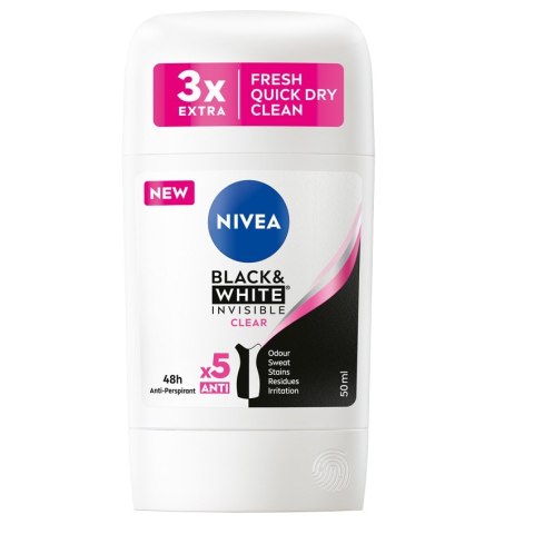 Nivea BlackWhite Invisible Clear antyperspirant w sztyfcie 50ml (P1)