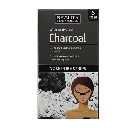 Beauty Formulas Charcoal Nose Pore Strips oczyszczające paski na nos z aktywnym węglem 6szt. (P1)