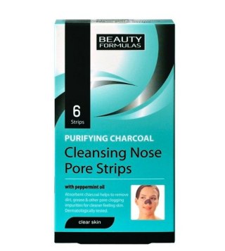 Beauty Formulas Clear Skin Purifying Charcoal Cleansing Nose Pore Strips głęboko oczyszczające paski na nos 6szt. (P1)