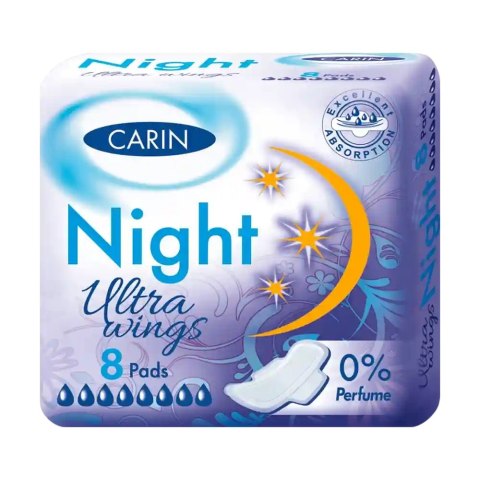 Carin Ultra Wings Night podpaski higieniczne na noc 8szt (P1)