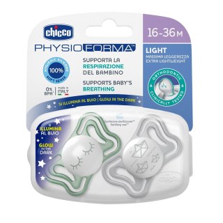 Chicco PhysioForma Light smoczek silikonowy uspokajający 16-36m Lumi 2szt. (P1)