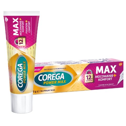 Corega Power Max Mocowanie + Komfort krem mocujący do protez zębowych o neutralnym smaku 40g (P1)