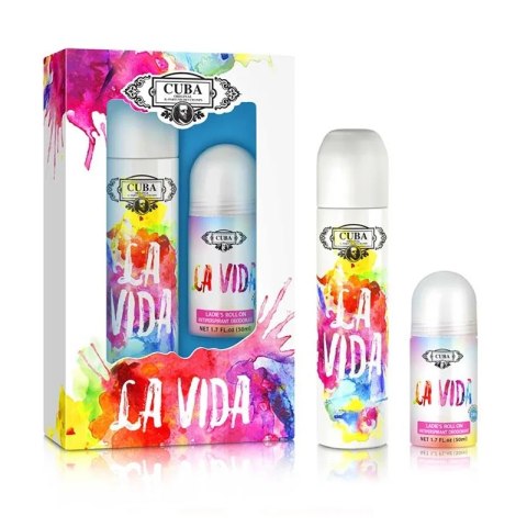 Cuba Original Cuba La Vida For Women zestaw woda perfumowana spray 100ml + dezodorant w kulce 50ml (P1)