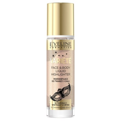 Eveline Cosmetics Variete Liquid Highlighter płynny rozświetlacz do twarzy i ciała 01 Champagne Gold 30ml (P1)