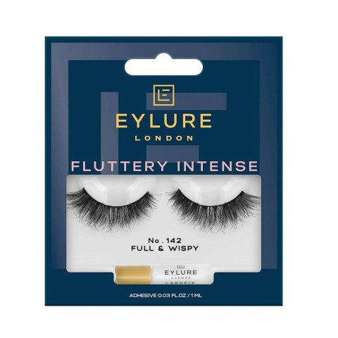 Eylure Fluttery Intense Lashes sztuczne rzęsy z klejem efekt podwójnej objętości No. 142 (P1)