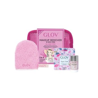 Glov Travel Set All Skin Types podróżny zestaw On-The-Go rękawica do oczyszczania cery mieszanej Quick Treat do korekt makijażu 