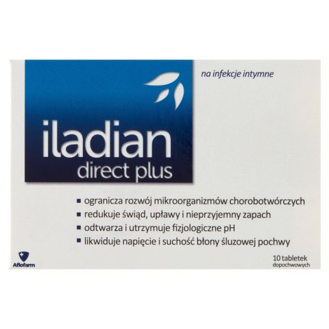 Iladian Direct Plus tabletki dopochwowe łagodzące objawy infekcji intymnych 10 tabletek (P1)