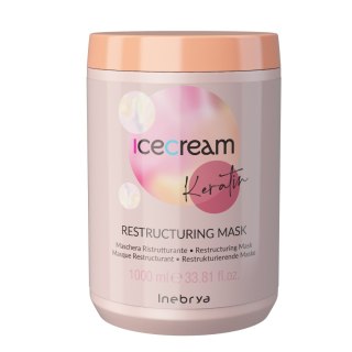 Inebrya Ice Cream Keratin keratynowa maska restrukturyzująca do włosów 1000ml (P1)