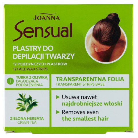 Joanna Sensual plastry do depilacji twarzy Zielona Herbata 12szt + tubka z oliwką łagodzącą podrażnienia 10ml (P1)