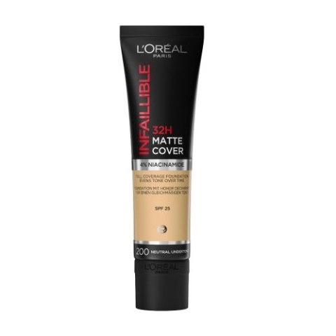 L'Oreal Paris Infallible 32H Matte Cover Foundation długotrwały podkład matujący 200 Neutral Undertone/Golden Beige 30ml (P1)