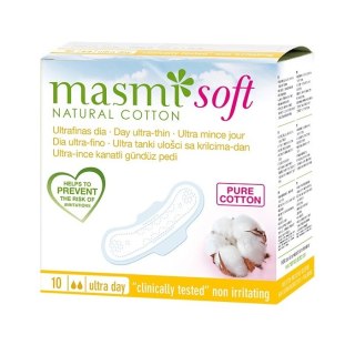 Masmi Day Ultra-Thin Pads ultracienkie podpaski na dzień ze skrzydełkami z bawełny organicznej Soft 10 sztuk (P1)