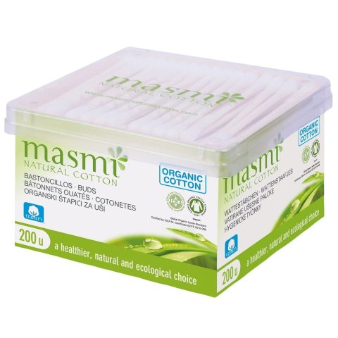 Masmi Natural Cotton patyczki higieniczne do uszu z organicznej bawełny 200szt (P1)