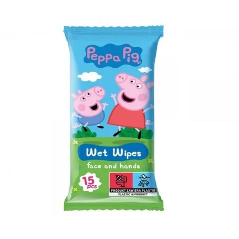 Peppa Pig Chusteczki nawilżane do twarzy i rąk Truskawka 15szt. (P1)