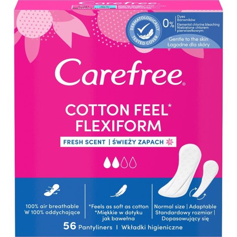 Carefree Cotton Feel Flexiform wkładki higieniczne świeży zapach 56szt (P1)