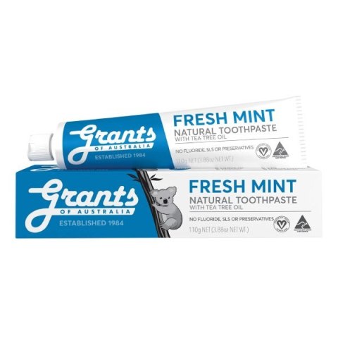 Grants of Australia Fresh Mint Natural Toothpaste naturalna odświeżająca pasta do zębów bez fluoru 110g (P1)