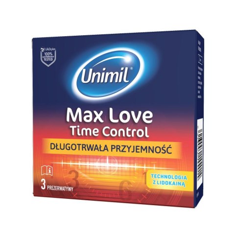 Unimil Max Love Time Control nawilżane lateksowe prezerwatywy 3szt (P1)