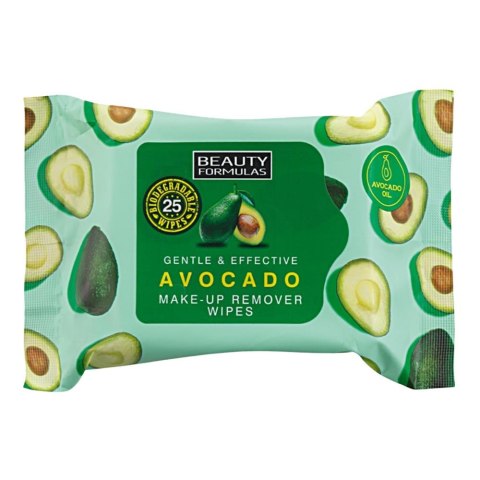 Beauty Formulas Avocado Make-Up Remover Wipe chusteczki do demakijażu z olejkiem z awokado 25szt. (P1)