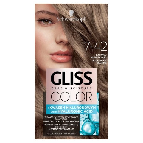 Gliss Color Care Moisture farba do włosów trwała 7-42 Beżowy Nude Blond (P1)