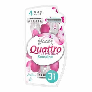 Wilkinson Quattro For Women Sensitive jednorazowe maszynki do golenia dla kobiet 3szt (P1)