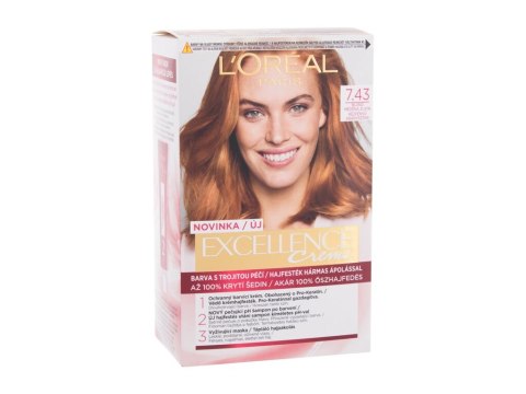 L'Oréal Paris 7,43 Dark Copper Gold Blonde Excellence Creme Triple Protection Farba do włosów 48 ml (W) (P2)