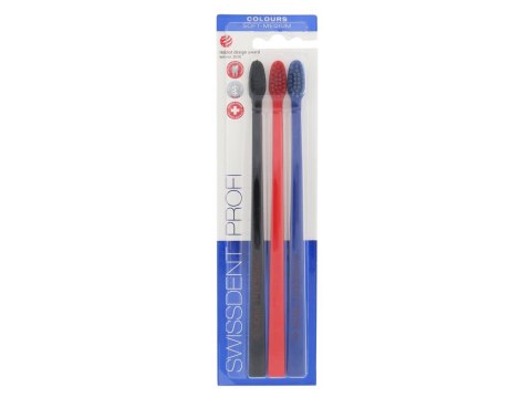 Swissdent Black, Red, Blue Profi Colours Trio Soft-Medium Szczoteczka do zębów 3 szt (U) (P2)