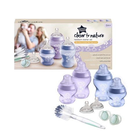 Tommee Tippee Closer To Nature zestaw startowy dla noworodka butelka ze smoczkiem 0m+ 150ml x2 + butelka ze smoczkiem 0m+ 260ml 