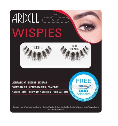 Ardell Wispies 600 1 para sztucznych rzęs Black + klej (P1)