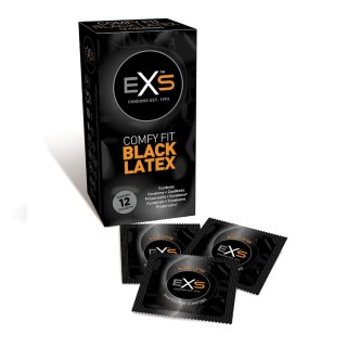 EXS Comfy Fit Black Latex Condoms prezerwatywy z czarnego lateksu 12szt. (P1)