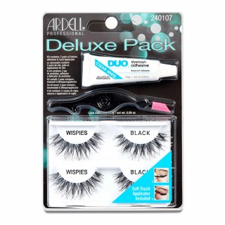 Ardell Black Deluxe Pack Wispies Sztuczne rzęsy 2 szt Sztuczne rzęsy 2 pary + Klej do rzęs Duo 2,5g + Aplikator 1 szt (W) (P2)