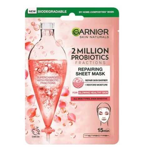 Garnier 2 Million Probiotics Fractions Repairing Sheet Mask regenerująca maska na tkaninie 22g (P1)