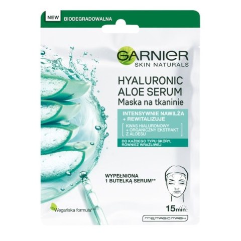 Garnier Hyaluronic Aloe Serum rewitalizująca maska na tkaninie z kwasem hialuronowym i organicznym ekstraktem z aloesu 28g (P1)